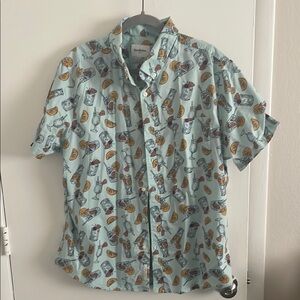 Tropical Blue Patterned Men's Shirt